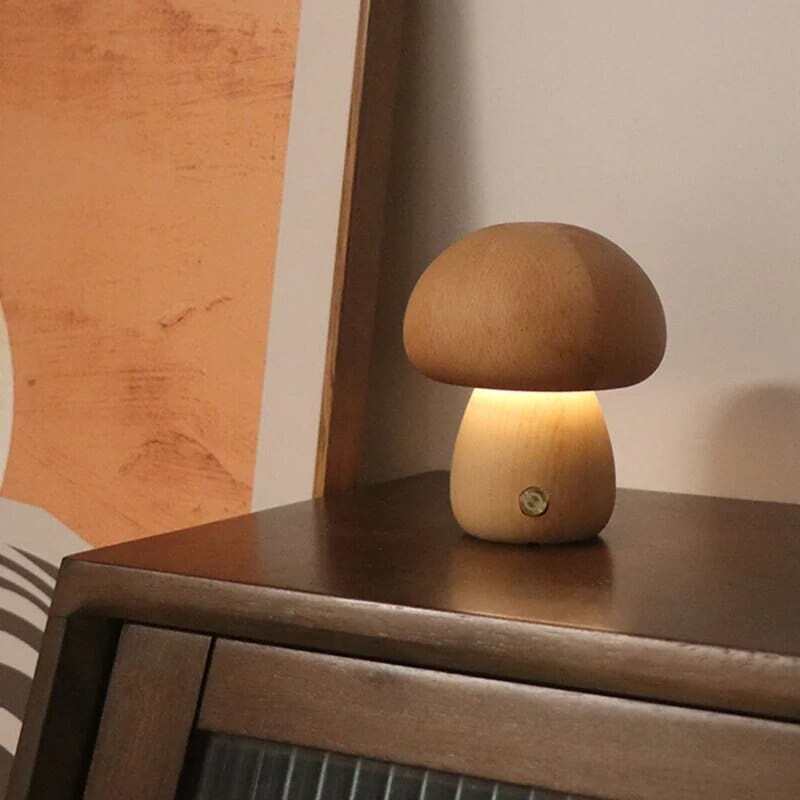 Wooden Mushroom Lamps