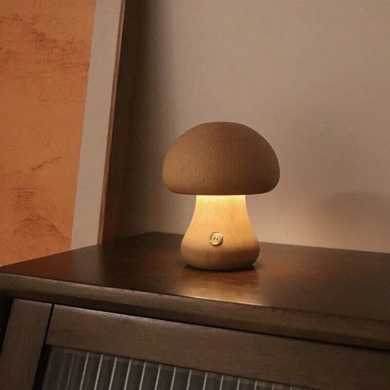 Wooden Mushroom Lamps